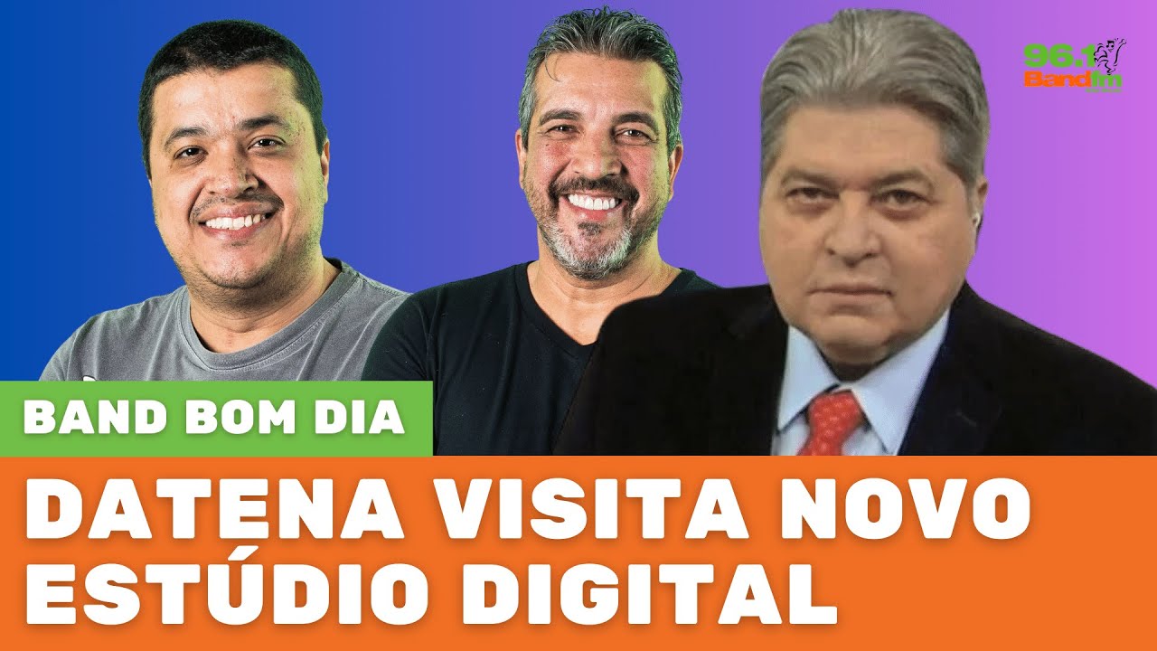 Datena visita novo est&uacute;dio digital da Band Fm - Band Bom dia