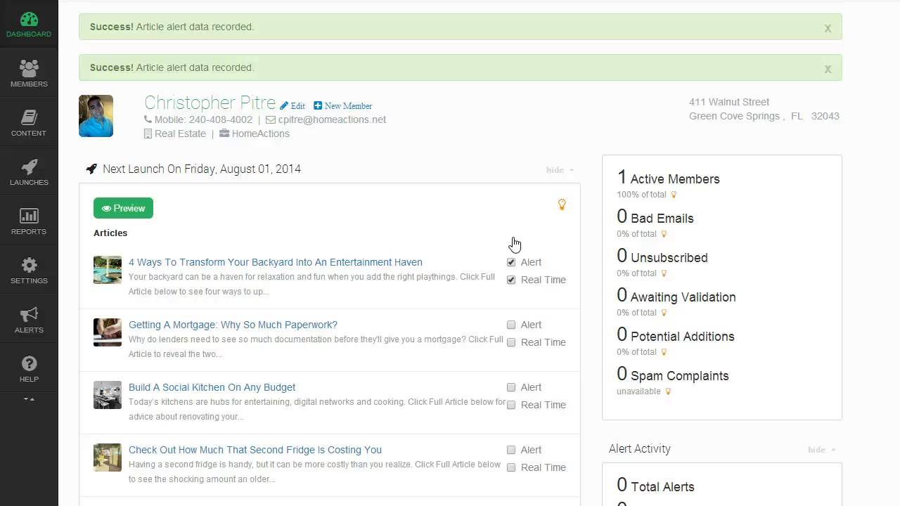Alert and Real Time Notifications