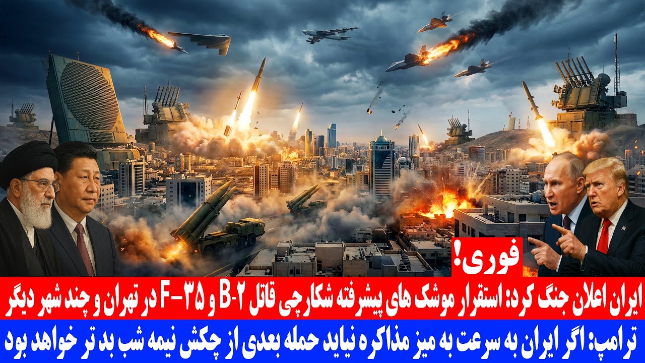 خبر فوری؛ ایران اعلان جنگ کرد استقرار موشک های پیشرفته شکارچی قاتل B2 و F35 در تهران و چند شهر دیگر