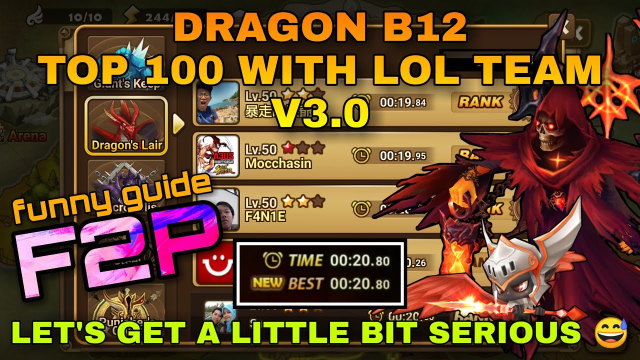 DB12 / DRAGON B12 LOL SPEED TEAM TOP 100 WITH SATH SUMMONERS WAR / SW