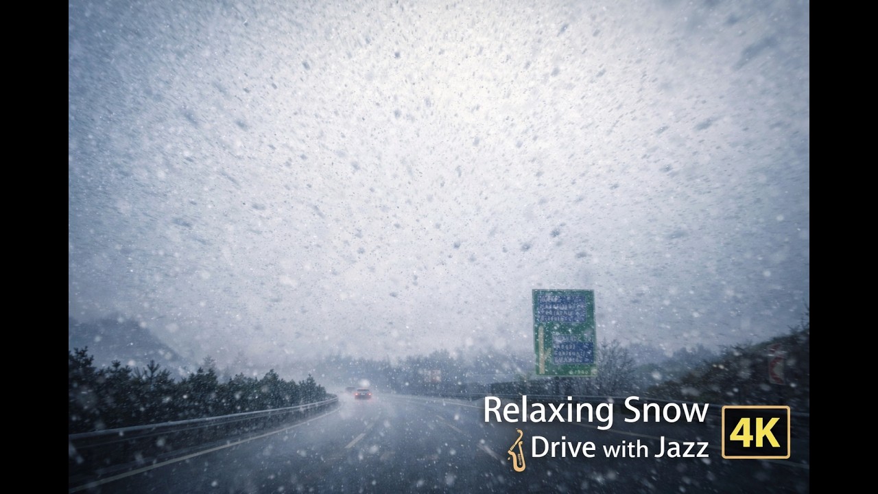 Relaxing Snowy Roads ❄️Snow on March Drive with Smooth Jazz Ambience
