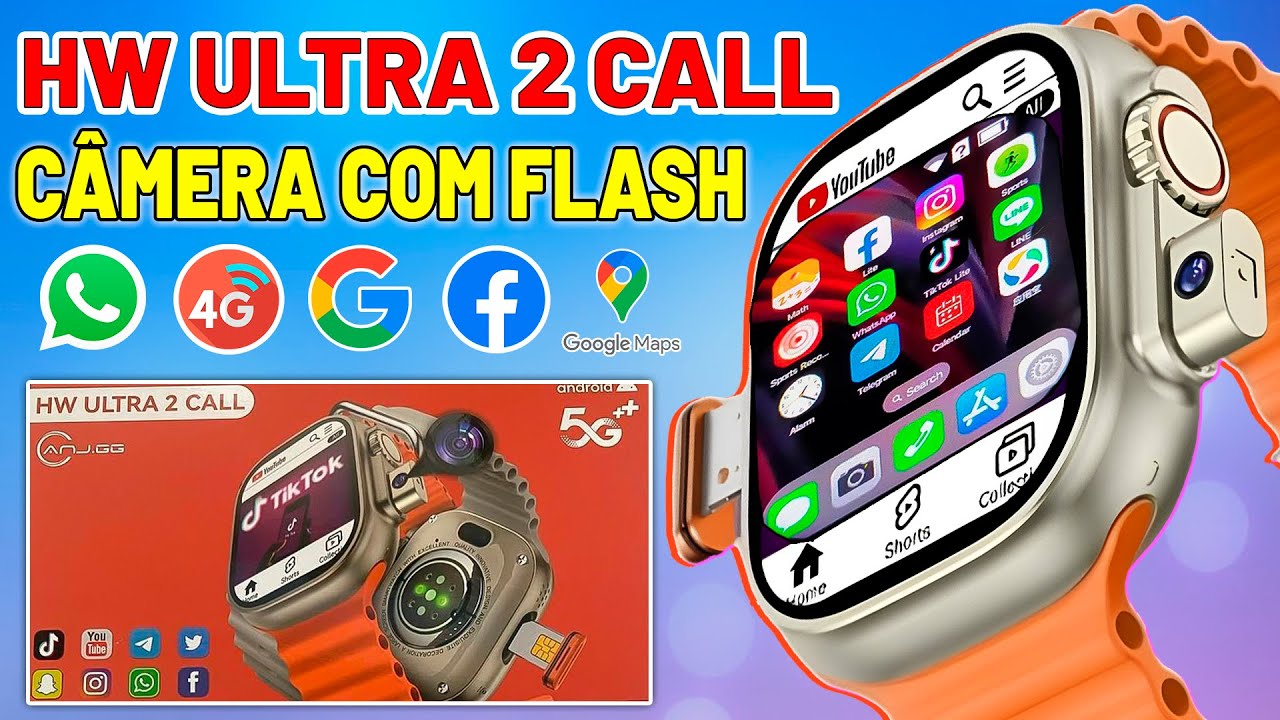 HW ULTRA 2 CALL 5G - SMARTWATCH ANDROID CÂMERA COM FLASH - LOJA DE WATCH FACES E GOOGLE MAPS