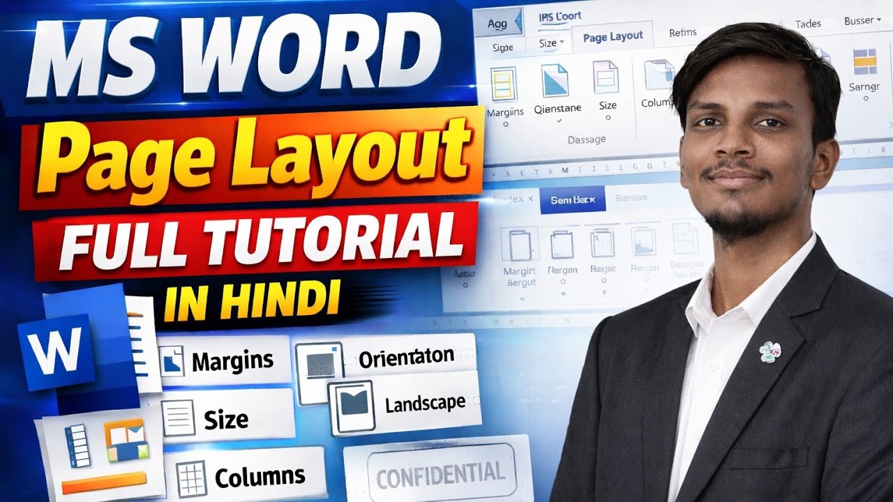 MS Word Page Layout in Hindi | Page Setup, Margin, Orientation & Size Full Tutorial