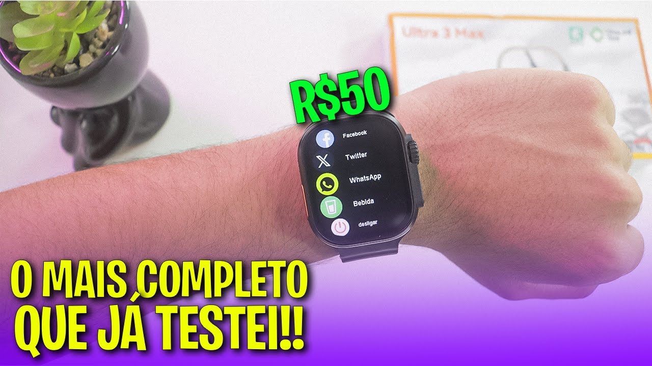 Comprei o Apple Watch Ultra de 50 Reais da Shopee! Smartwatch Ultra 3 Max unboxing e review completo