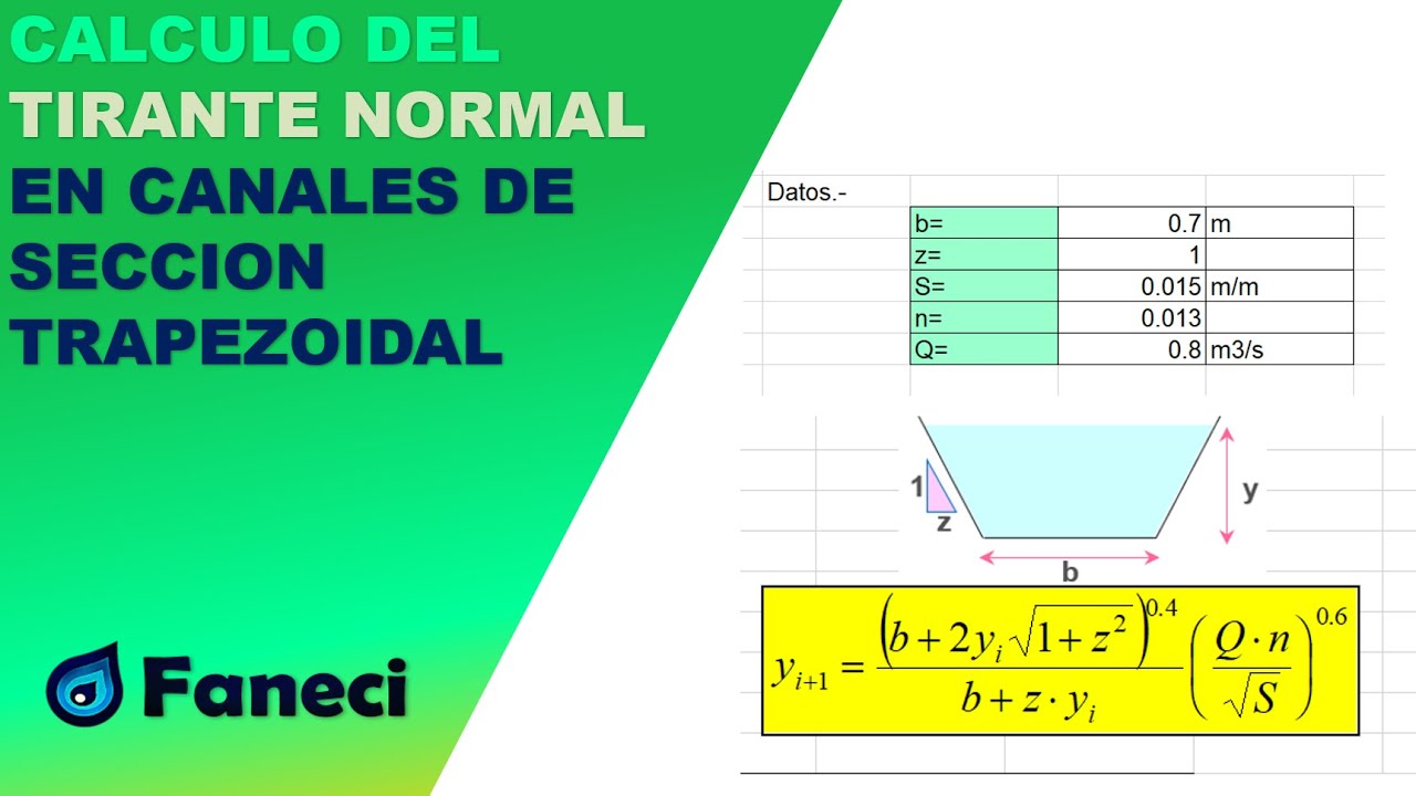 CALCULO DEL TIRANTE NORMAL EN UN CANAL TRAPEZOIDAL✅