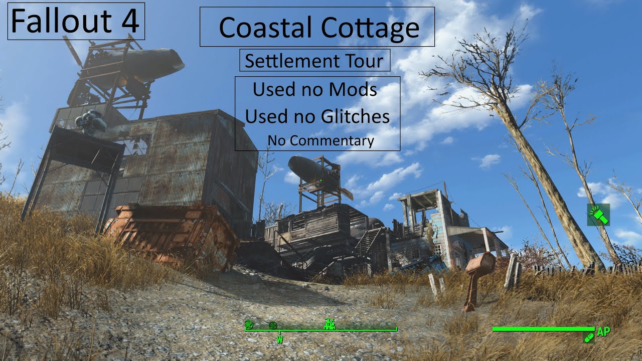 Fallout 4: Coastal Cottage Tour. Built with no mods. No Commentary.