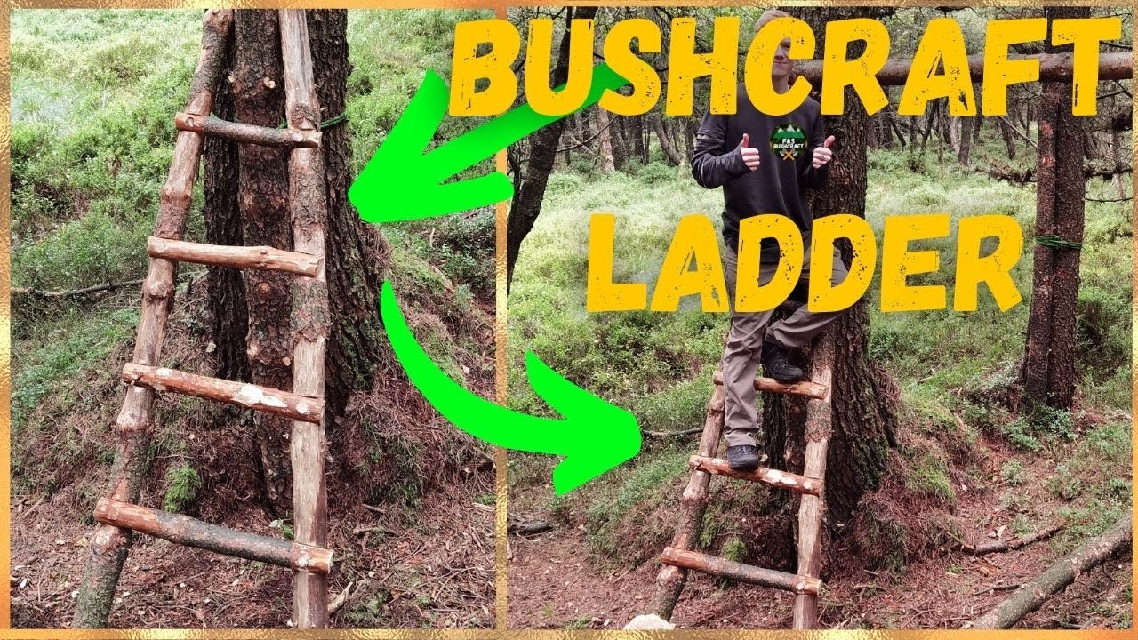 Notch and peg, simple bushcraft / campcraft ladder.