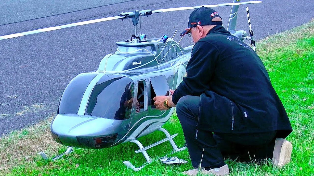 GIGANTIC XXXL RC JETRANGER BELL-206 SEMI SCALE MODEL HELICOPTER FLIGHT DEMONSTRATION