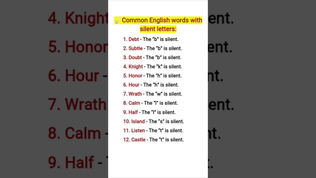 Common mispronounce words | mispronounce words | Words with silent letters 