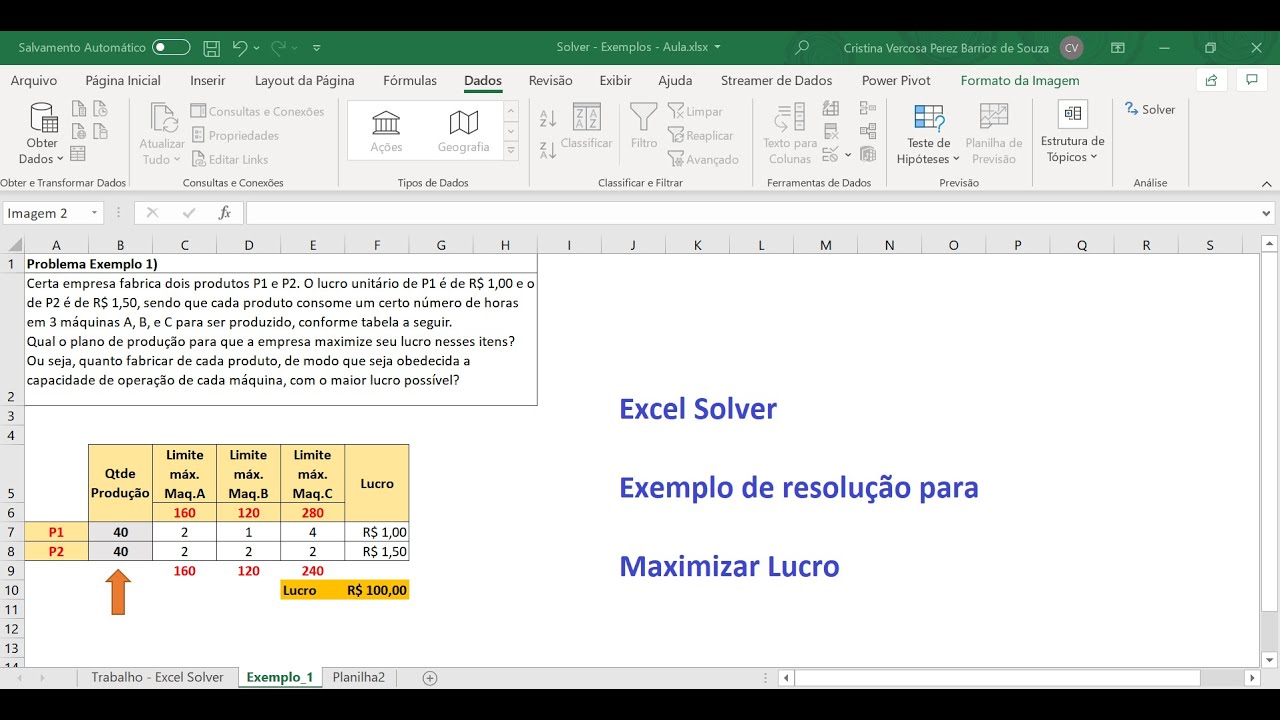 Excel Solver: Maximizar Lucro