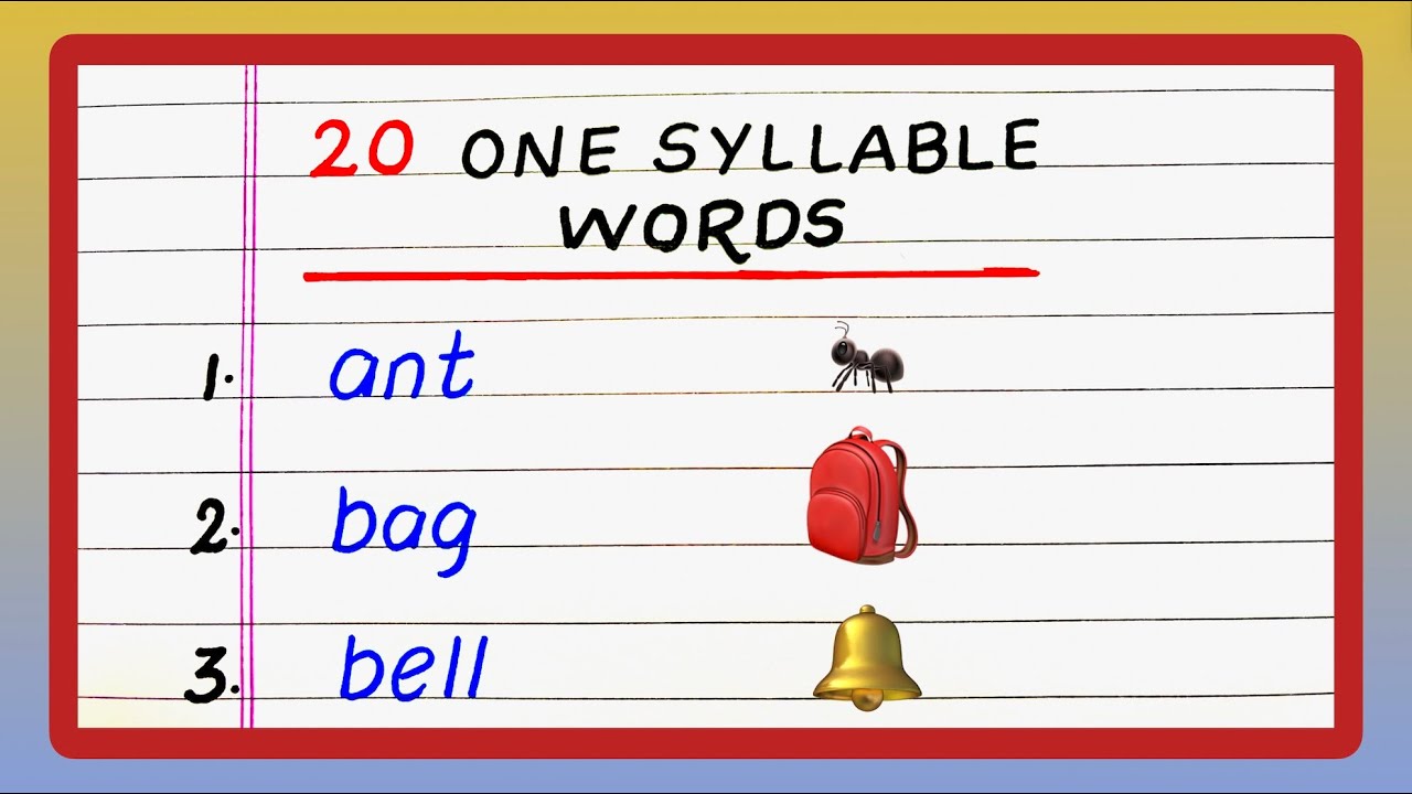 20 One Syllable Words | One Syllable Words in English