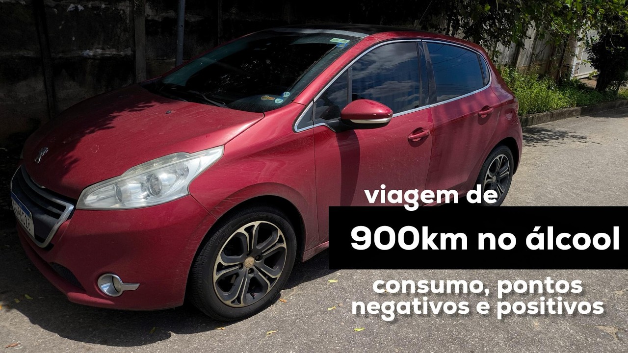 VIAGEM DE 900KM NO PEUGEOT 208 NO ÁLCOOL! DEU PROBLEMA? Pontos negativos, positivos e consumo real!