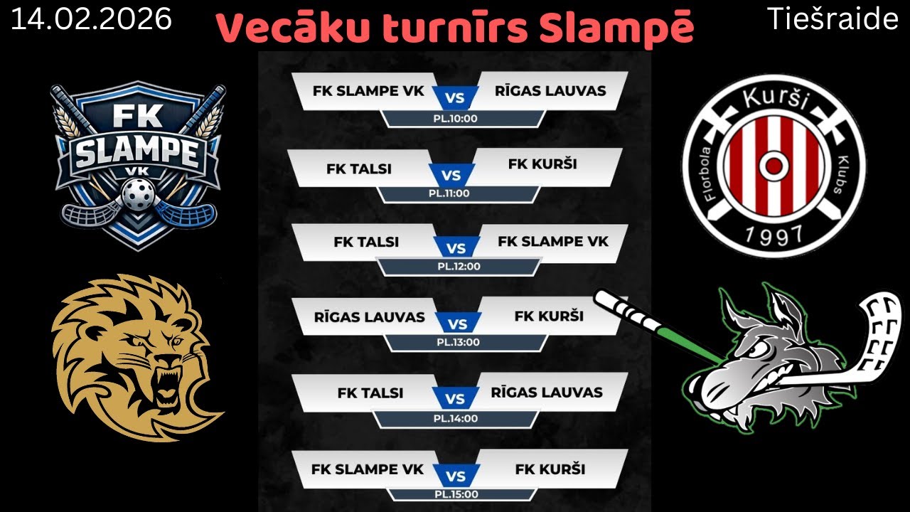 Liepājas, Talsu, Rīgas un Slampes jauno florbolistu vecāku turnīrs. Slampē, 14.02.2026.