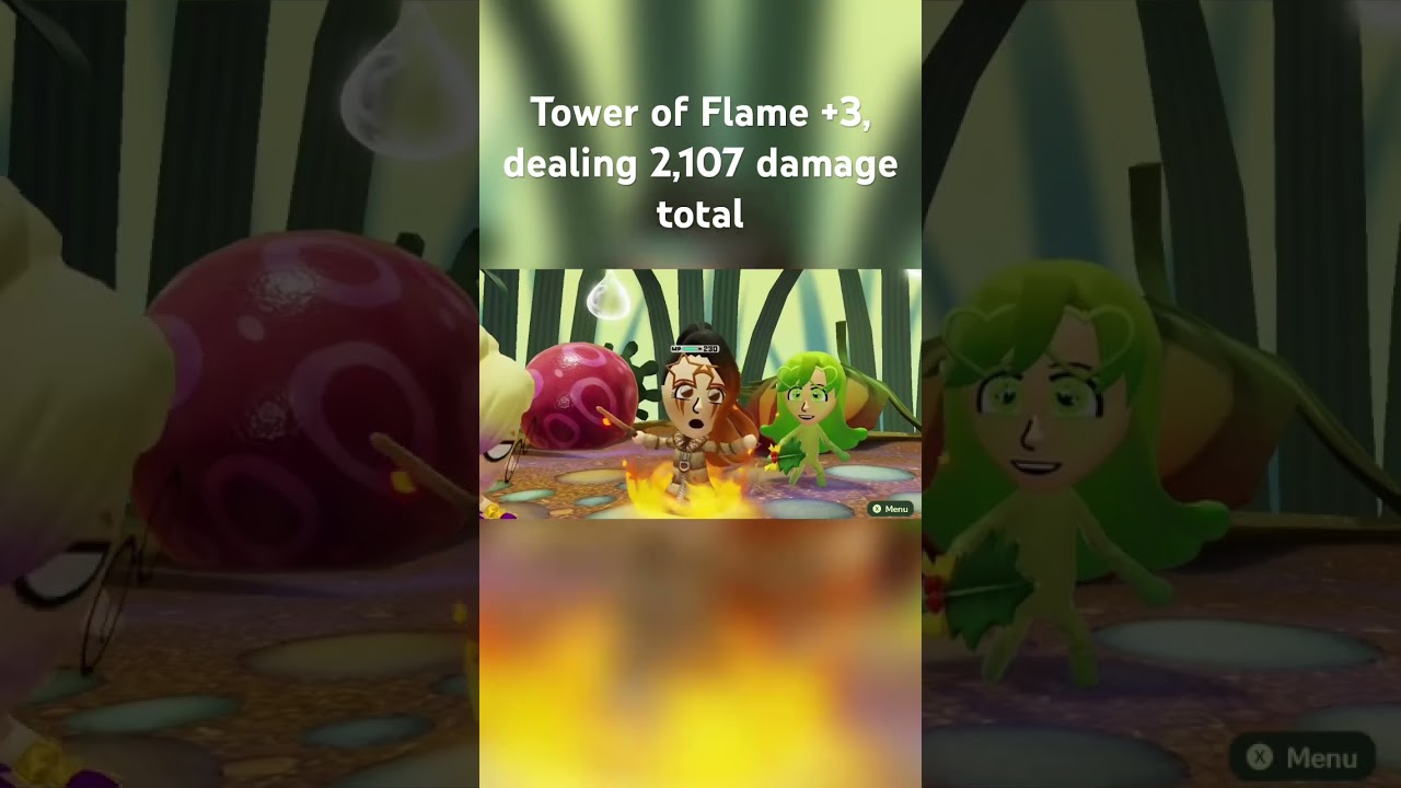 Tower of Flame +3, dealing 2,107 damage total | Miitopia (Nintendo Switch) #Shorts #Miitopia