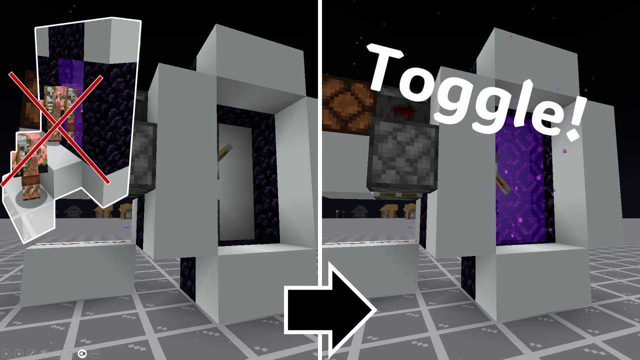[Tutorial] Cheap, Compact Toggleable Minecraft Nether Portal To Avoid Zombie Pig Spawning in Portals
