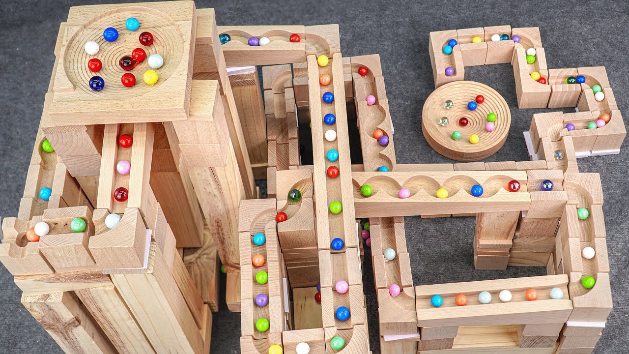 Marble Run Race ☆ HABA Slope + Cuboro + Bornelund Quadrilla + Transparent pipe
