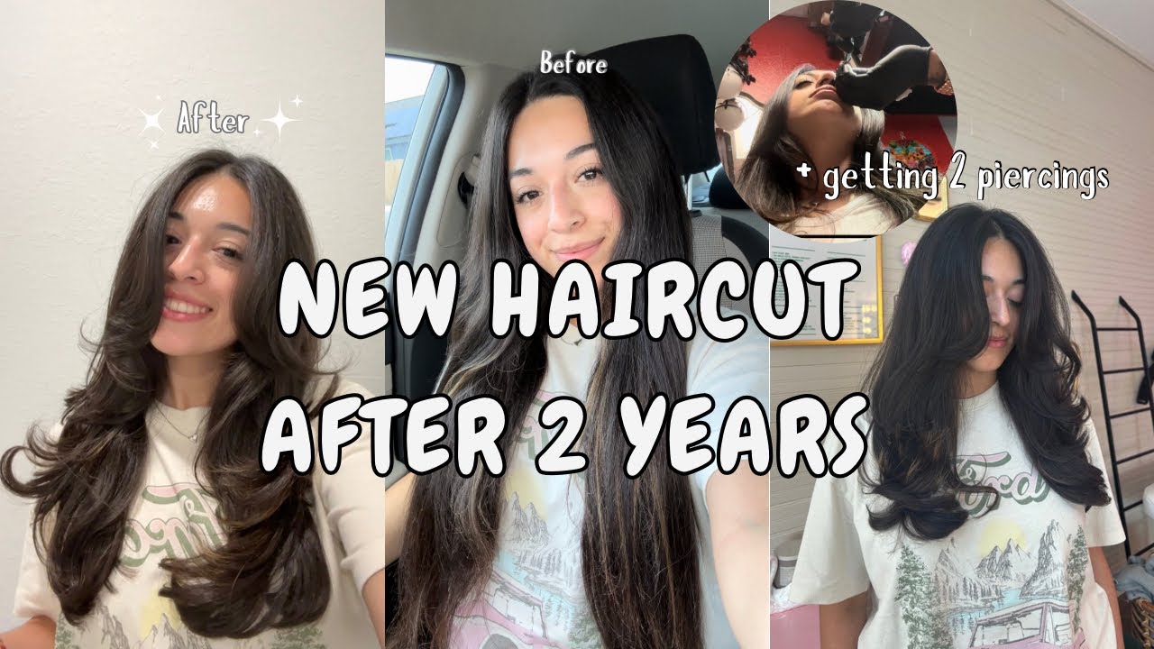 HAIRCUT TRANSFORMATION + piercing my bellybutton & nose