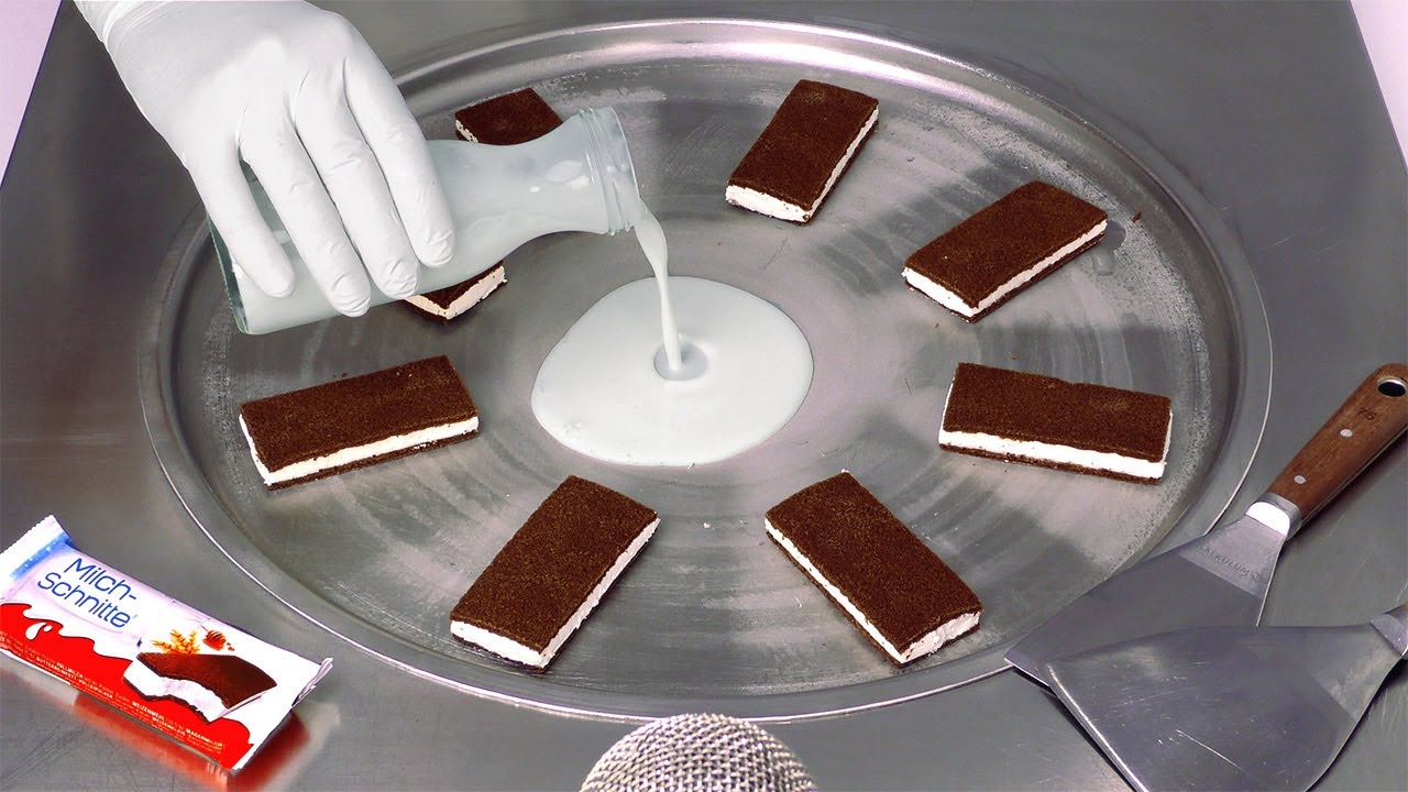 ASMR - how to make Milk Cream Sandwiches to Ice Cream Rolls | Milchschnitte / Kinder Fetta al Latte