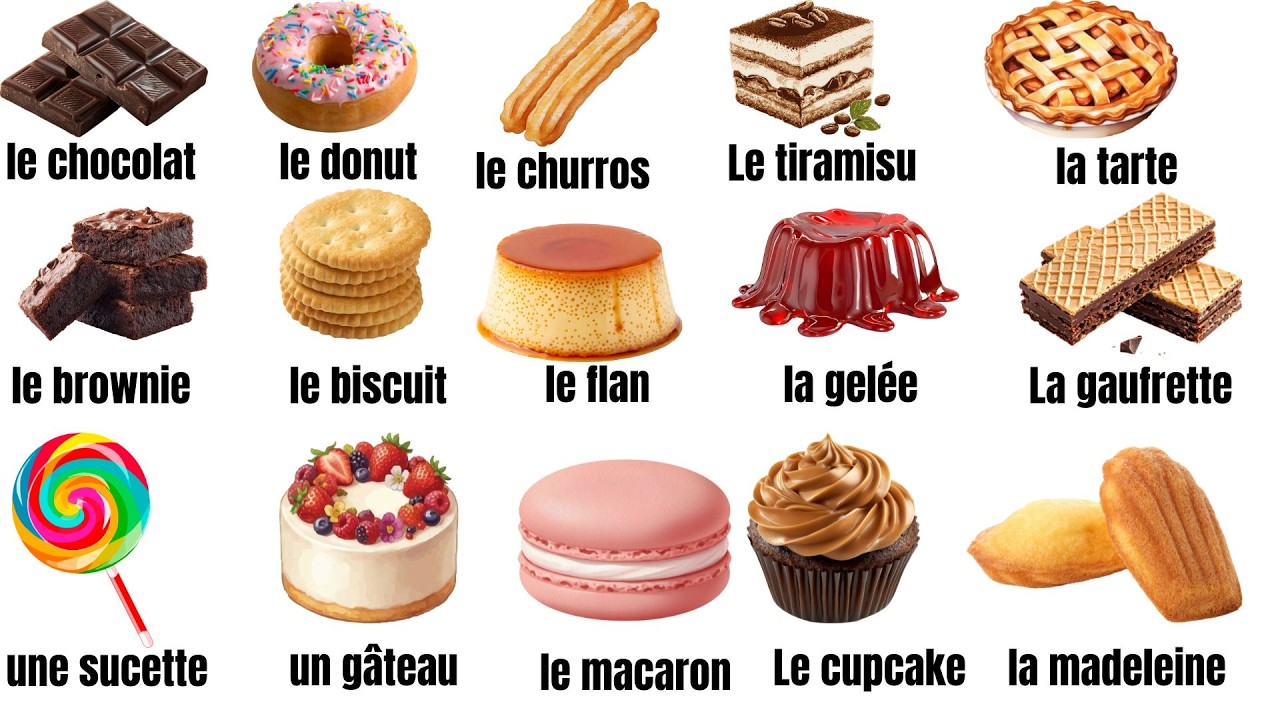 Tu aimes les sucreries ?🍭🍬🍫 Apprends leurs noms en français 🍫 pour débutants.vidéo simple et amusant