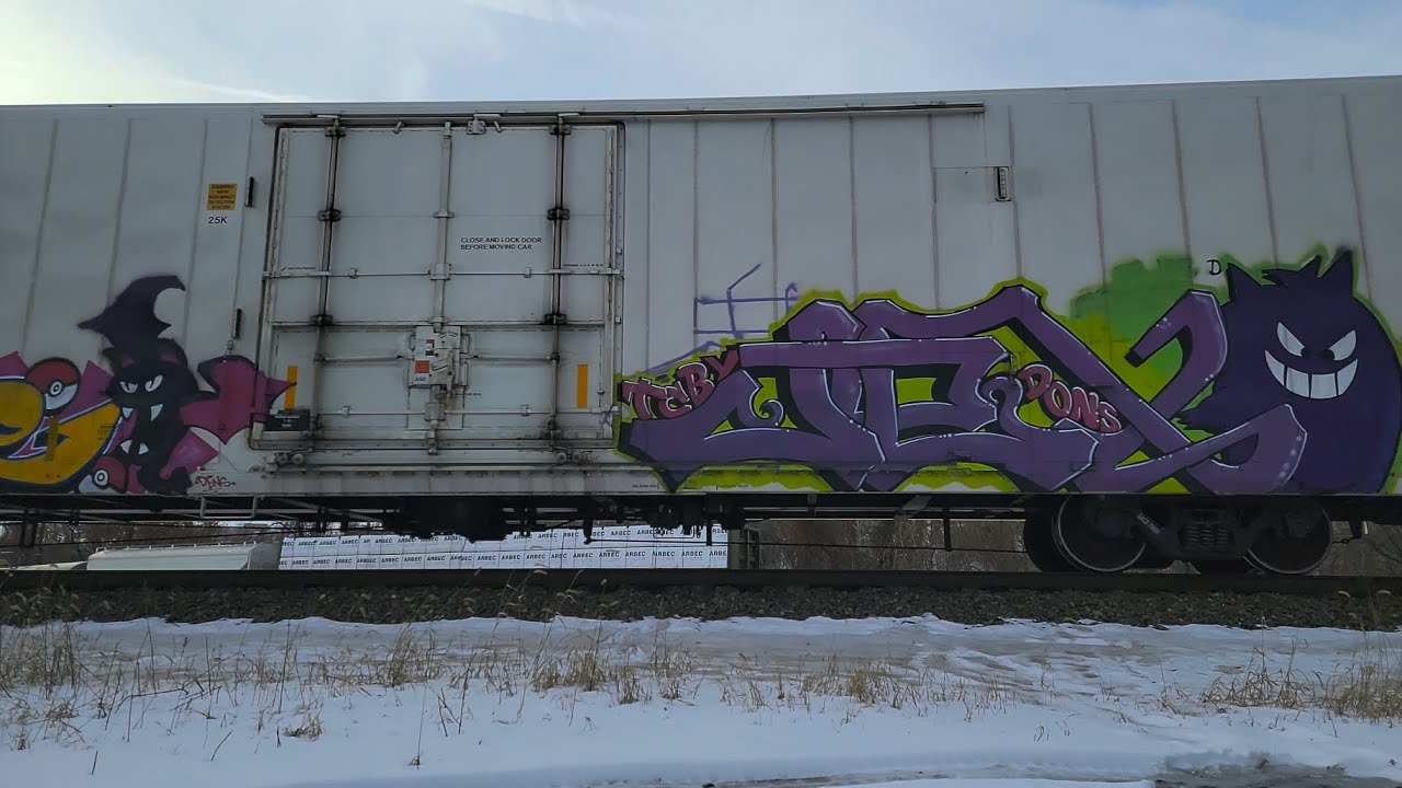 Pokemon Graffiti Box Car Westbound on the Pittsburgh Line 