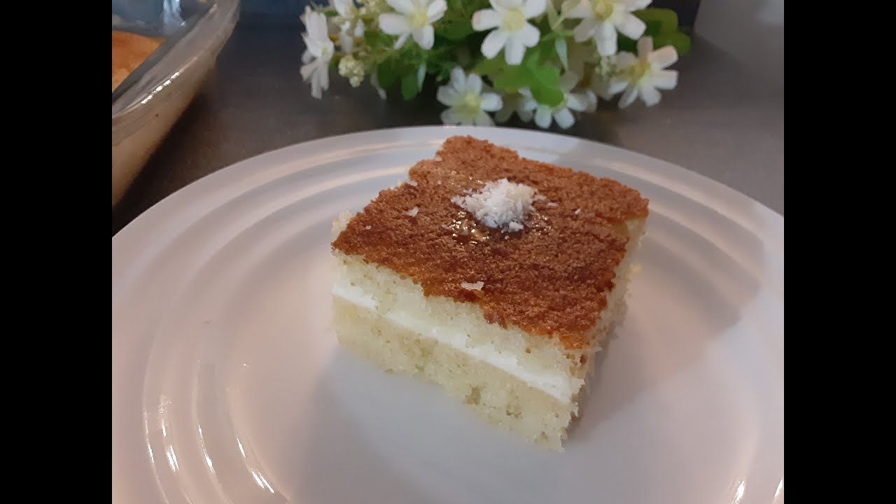 Basbousa with cream filling بسبوسة بالقشطة  | Dina's Kitchen