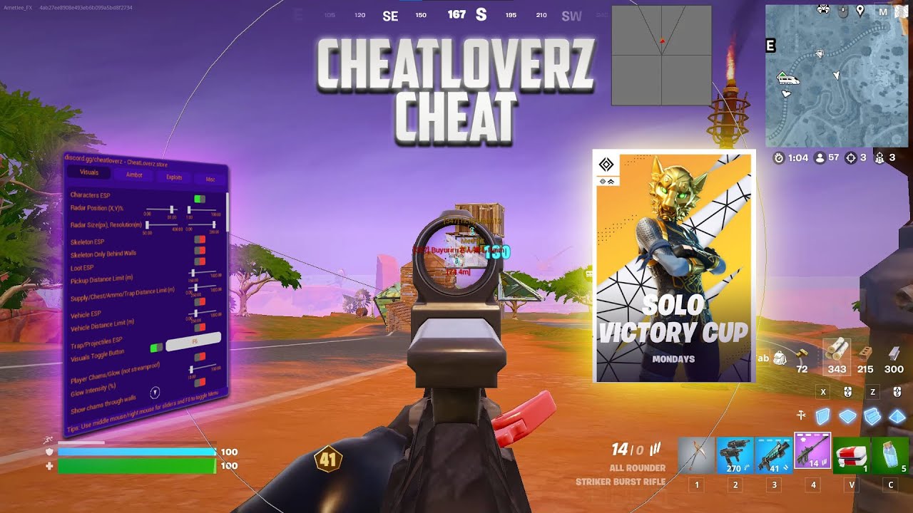 Cheating In The Solo Victory Cup with Silent Aim (Ft. CheatLoverz)