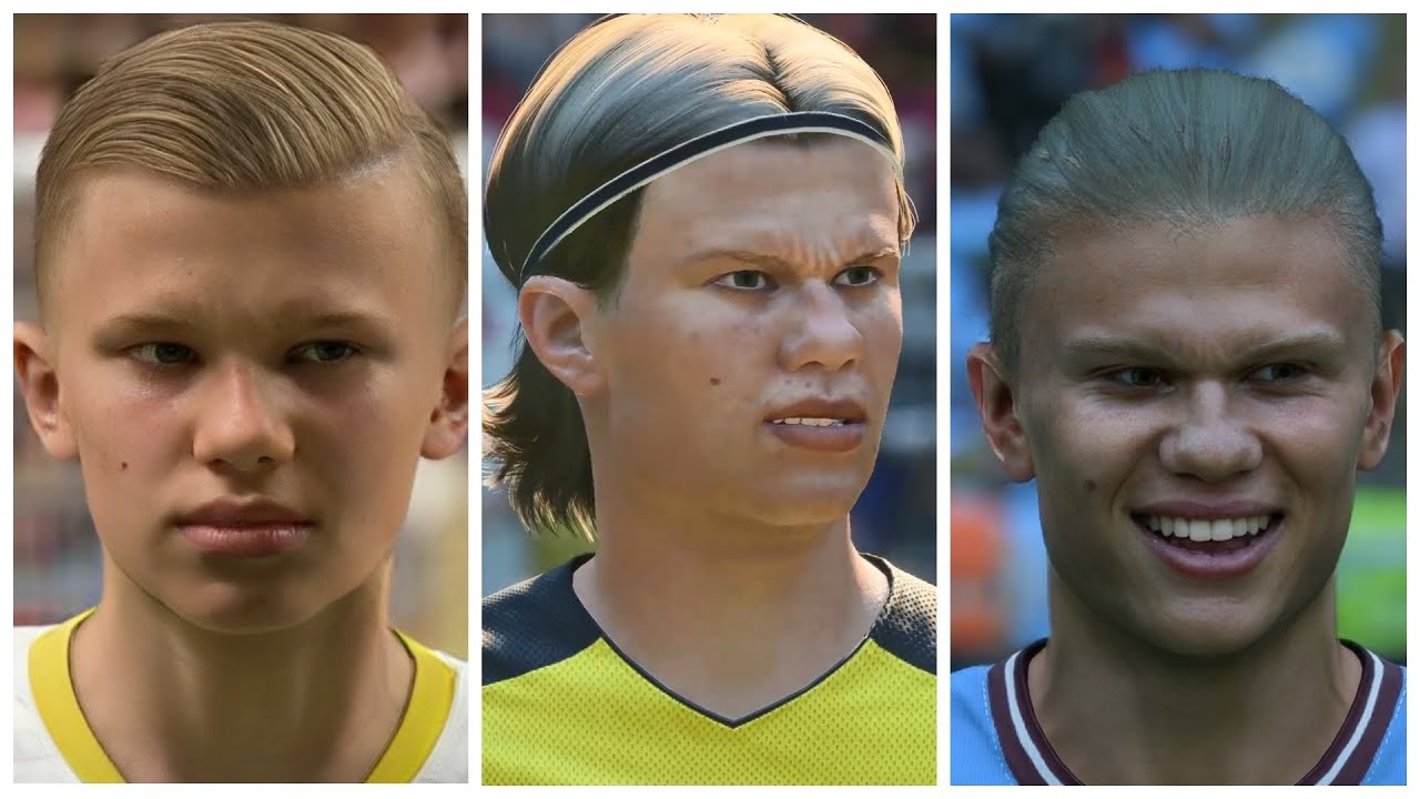 Erling Haaland Face Evolution FIFA 18 to FIFA 23