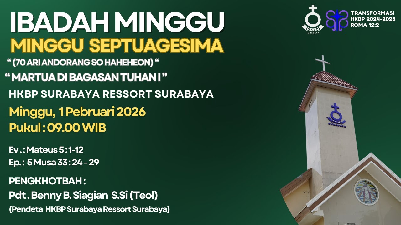 (LIVE) Ibadah Minggu HKBP Surabaya - Tgl. 01 Februari 2026 (Pkl. 09.00 WIB)