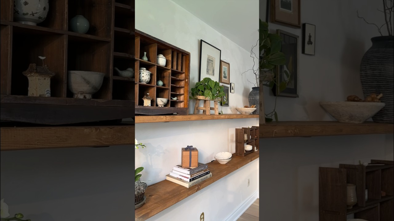 DIY floating shelves for my dream tea room ✨ #roommakeover #floatingshelves #diyprojects