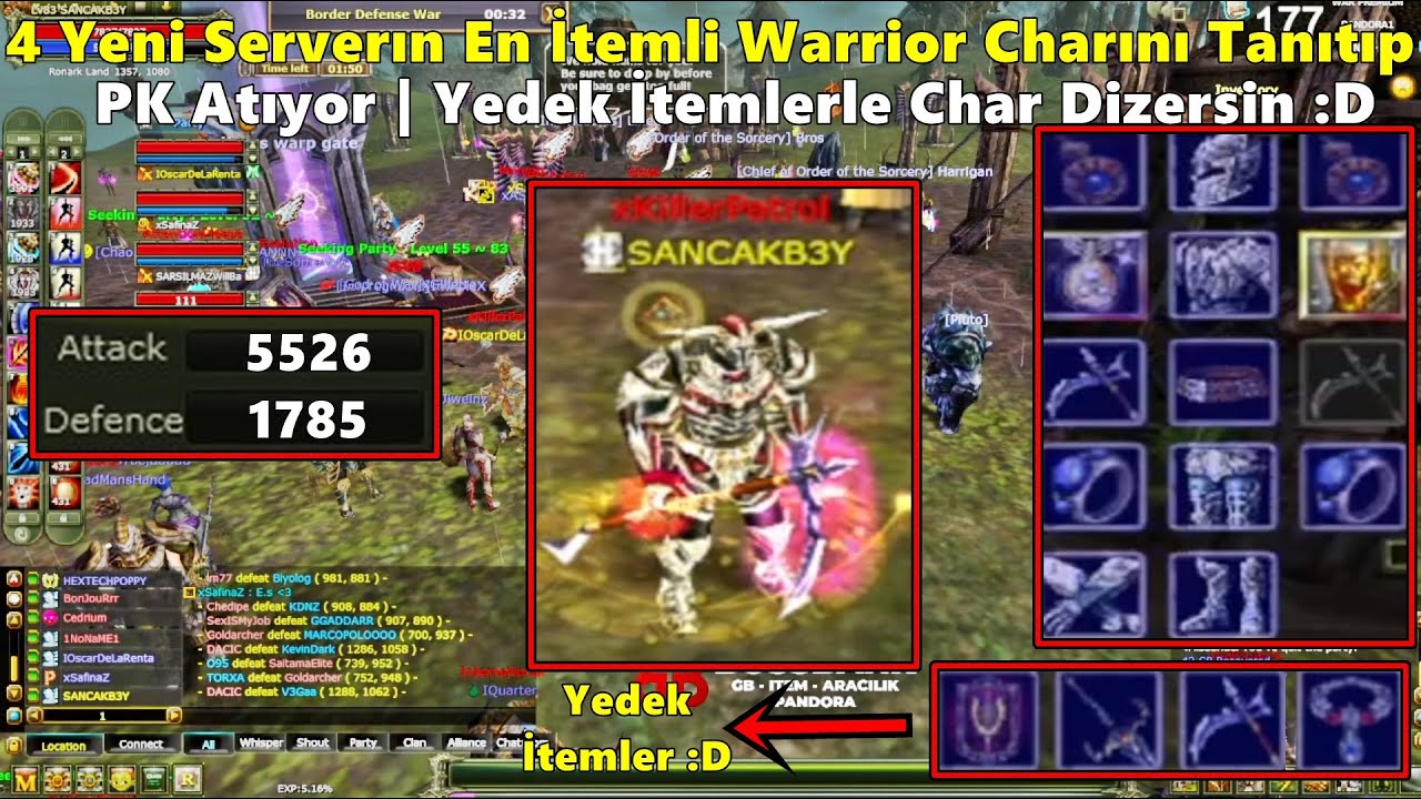 BatuhanKARTL | 4 Yeni Serverın En İtemli Warrior Charını Tanıtıp PK Atıyor! | Knight Online