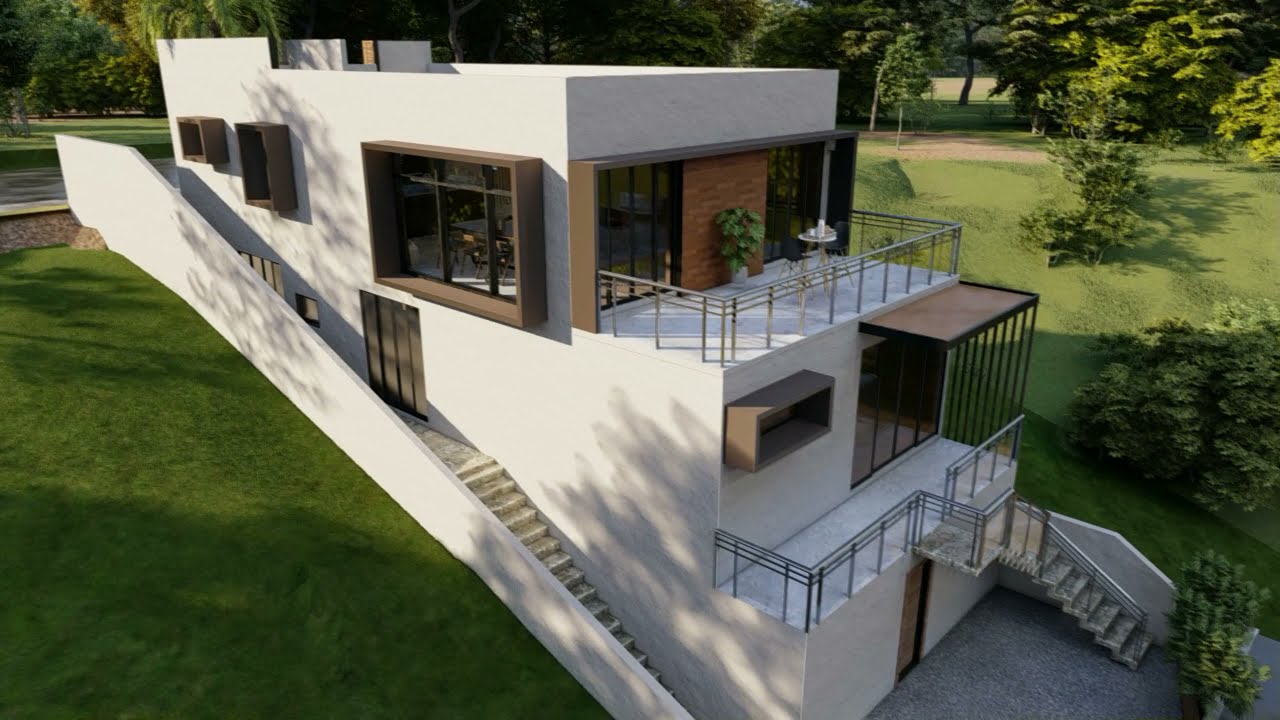 CASA EN TERRENO A DESNIVEL DE 7X15 MTS