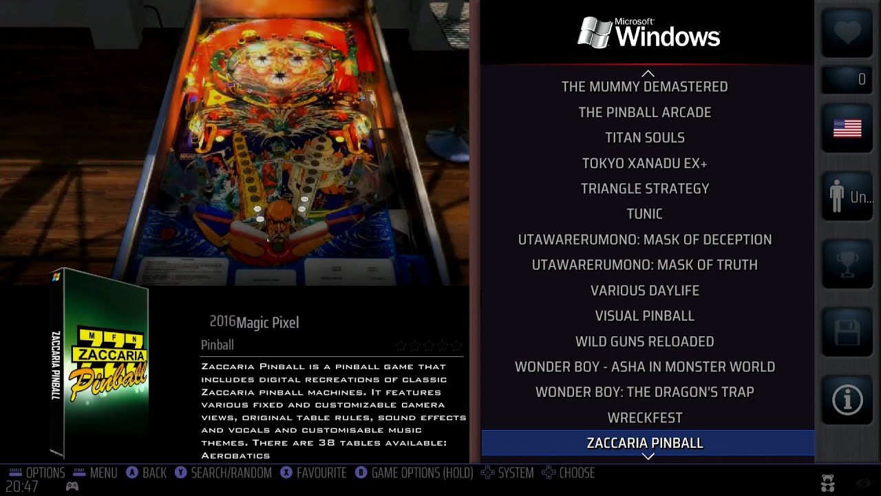 Retrobat + Zacarria Pinball