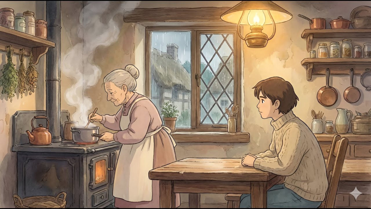 A Rainy Afternoon in the Old Village | Cooking Something Warm ☔🍲../Ghibli Stlye
