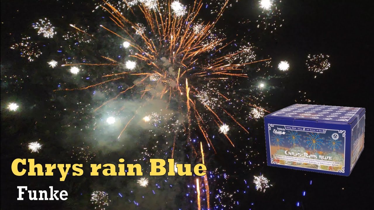 Chrys-rain Blue | 100 shots golden rain and crackling tips | Funke | 1,2