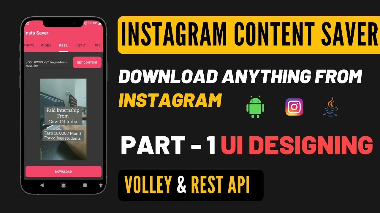 Instagram content Downloader Part - 1 | UI Design