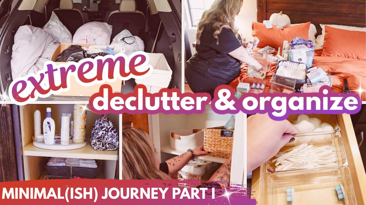 ✨MINIMAL(ISH) JOURNEY PART I // Extreme Declutter & Organize // bathroom + linen closet + more