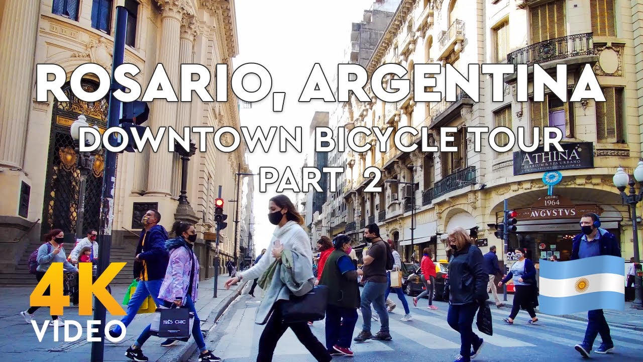 4k - ROSARIO Argentina, Downtown bicycle tour part 2 🇦🇷