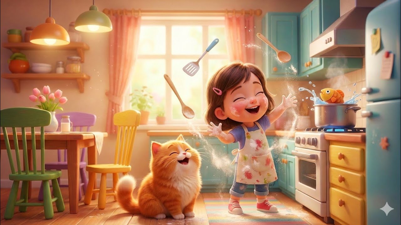 مغامرة سلمى والقطة لولو في المطبخ 🐱🐟 | حدوتة قبل النوم