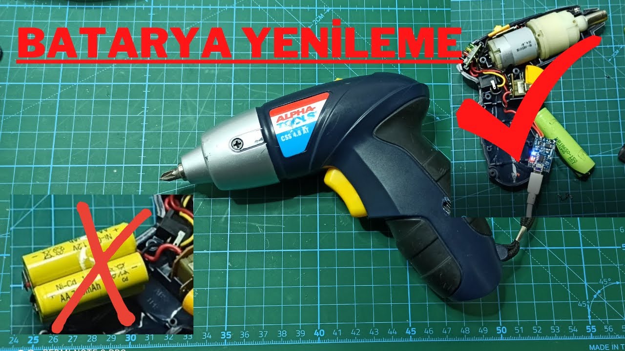 Şarjlı Tornavida Vidalama Tamir lityum pil değişimi.(Cordless Screw Repair lithium battery)2021 DIY