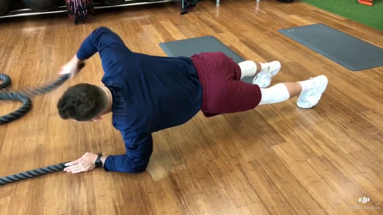 David Watson Fit- tire flips superset with battle ropes ab circuit