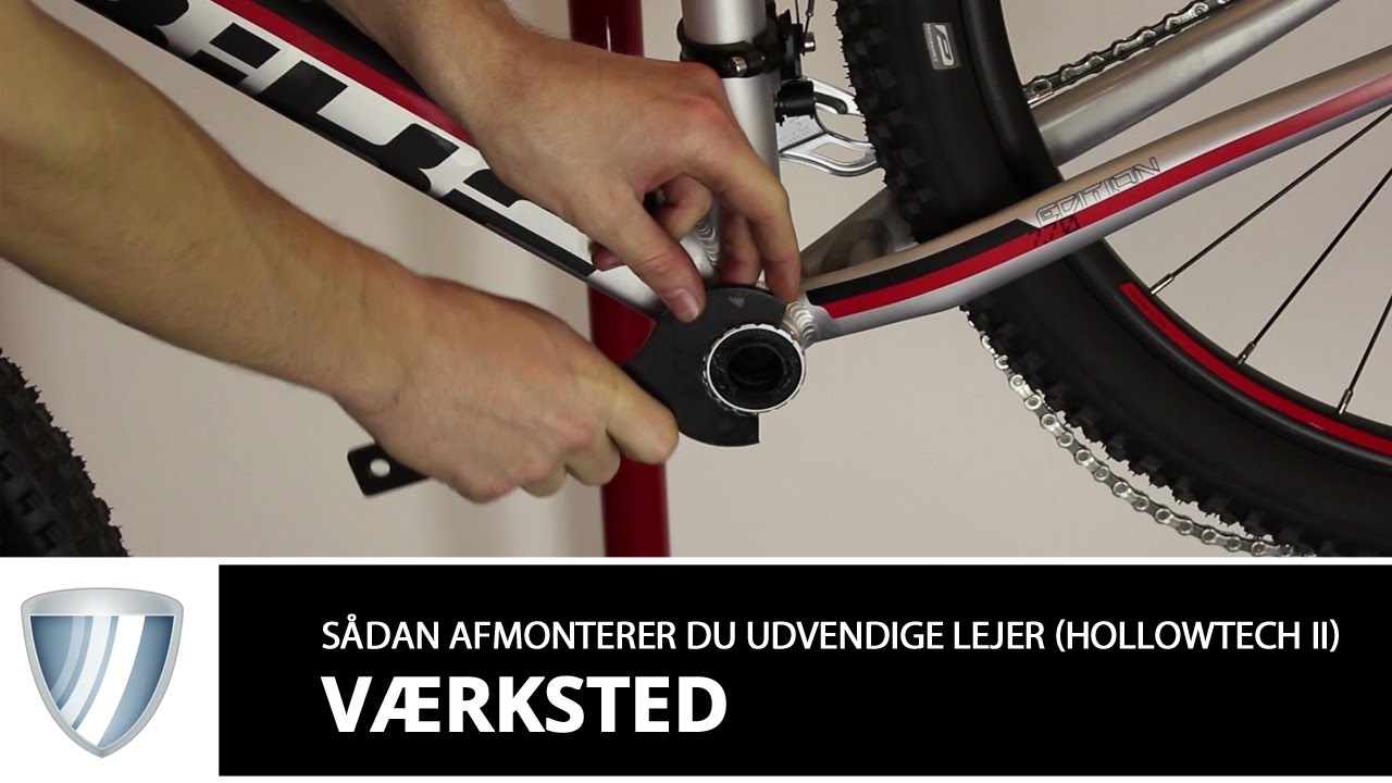 S&aring;dan afmonterer du udvendige lejer (Hollowtech II kranklejer)