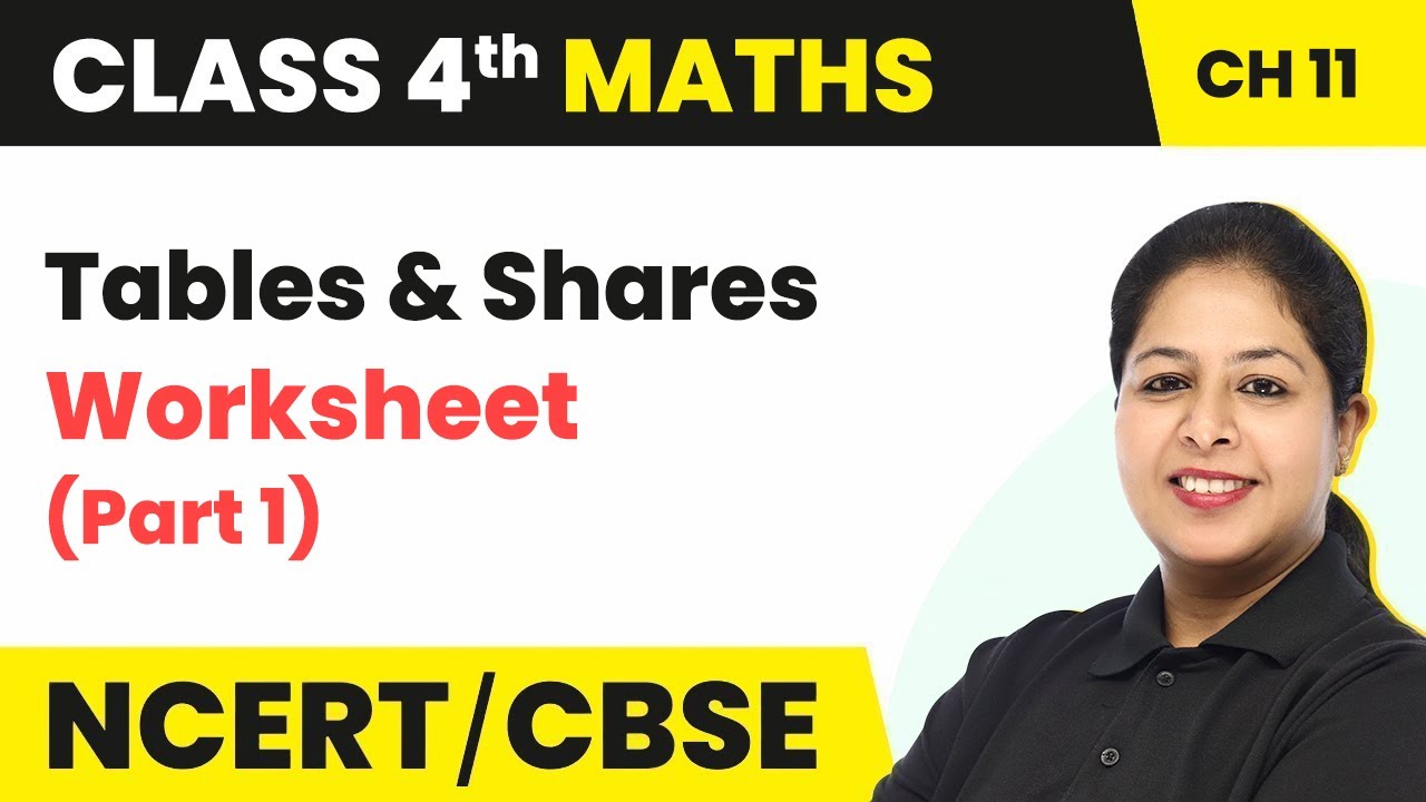 Tables & Shares  - Worksheet (Part 1) | Class 4 Maths Chapter 11 ( Math's Magic)