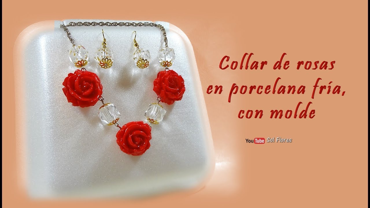 Collar de rosas en porcelana fría, con molde