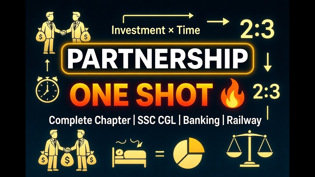 Partnership One Shot | Complete Arithmetic Maths Lecture in Hindi | SSC CGL, Bank, Railway