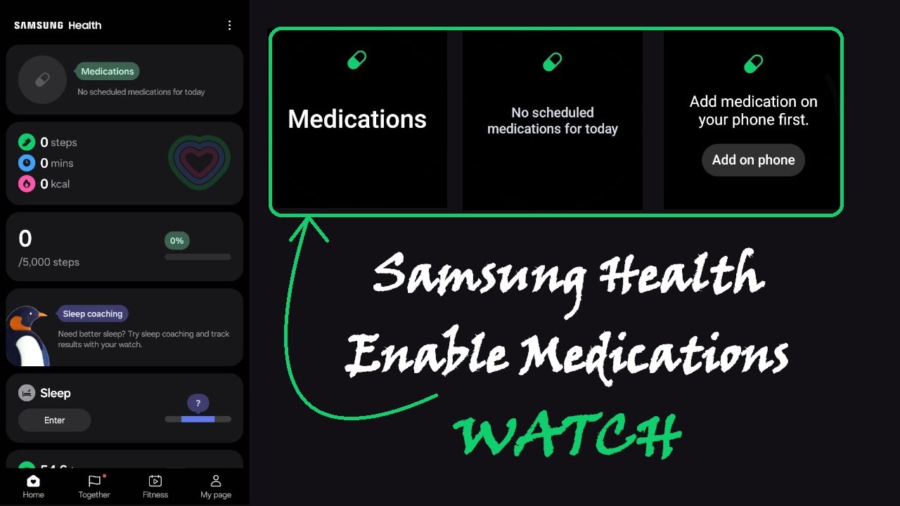 Samsung Health — включение функции «Лекарства» на ваших часах