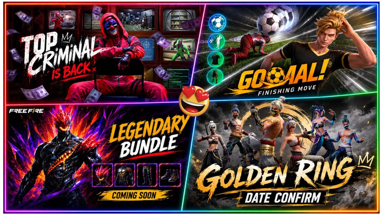 Golden Shade Bundle Return Free Fire🤯💥| Criminal Ring Event Free Fire | Criminal Bundle Return