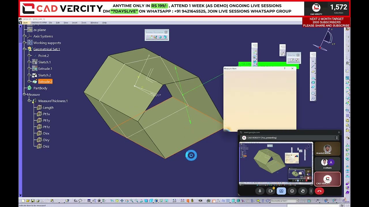 Generative Shape Design for Beginners Day-1 CAD-VERCITY  #catia #cadsoftwaretraining #ugnx #cad