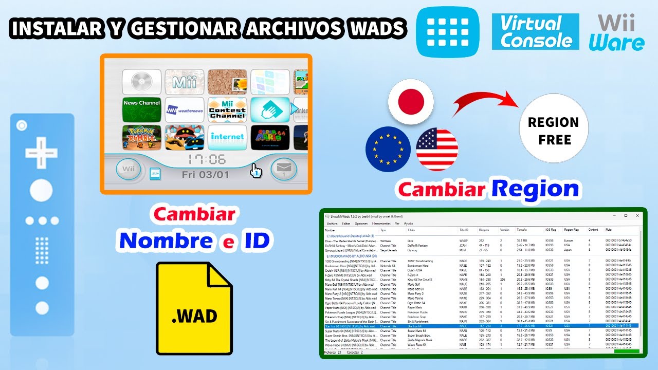 Gestionar Archivos WADS en Nintendo Wii: Cambiar Region, Nombre e ID ✅