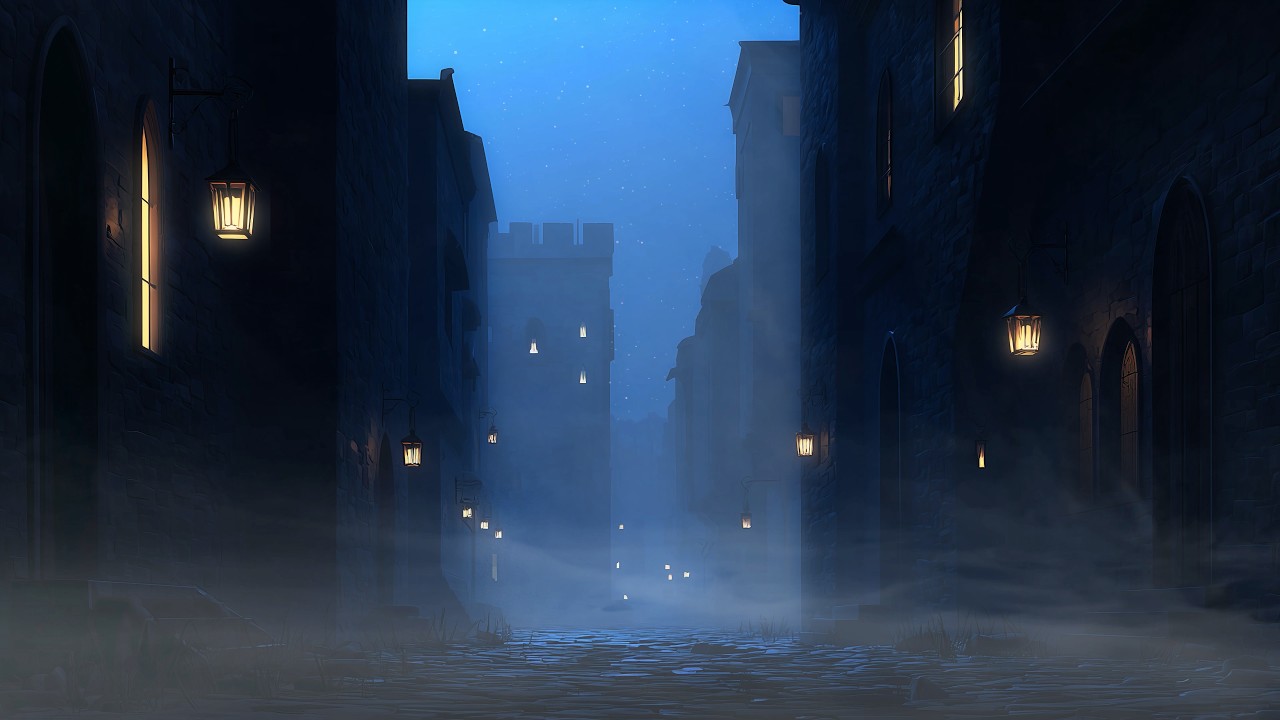 Medieval Street at Night 🌙 | Dark Fantasy Ambient for Sleep