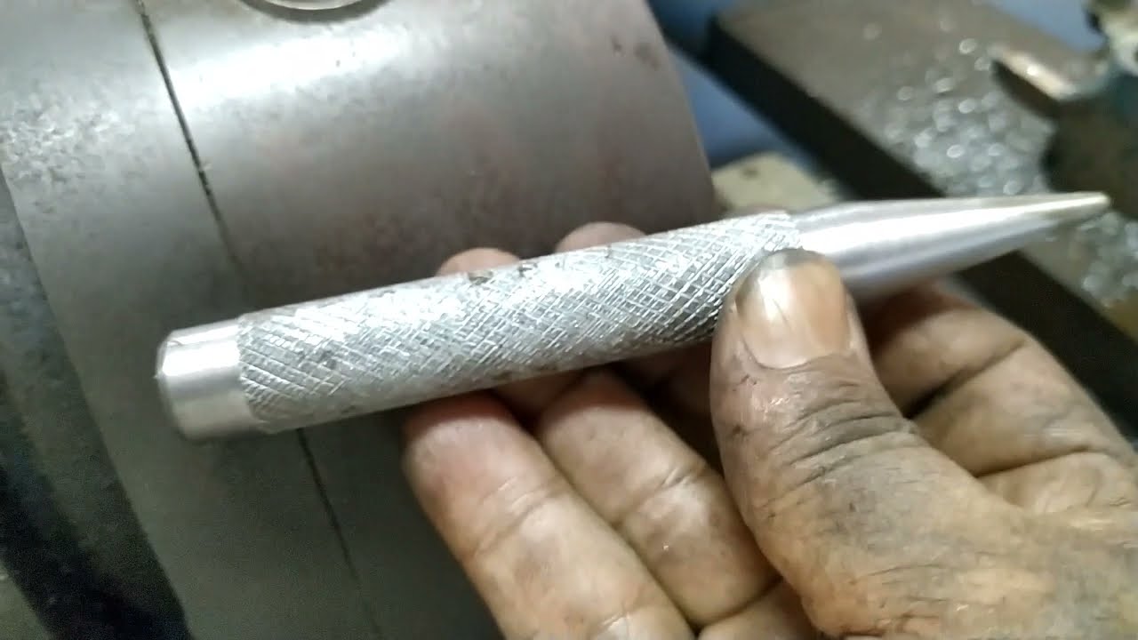 Making a Center Punch. knurling operation. taper turning